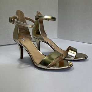 Nordstrom BP. 'Luminate' Open Toe Ankle Strap Heel Size 5.5‎ Champagne Gold